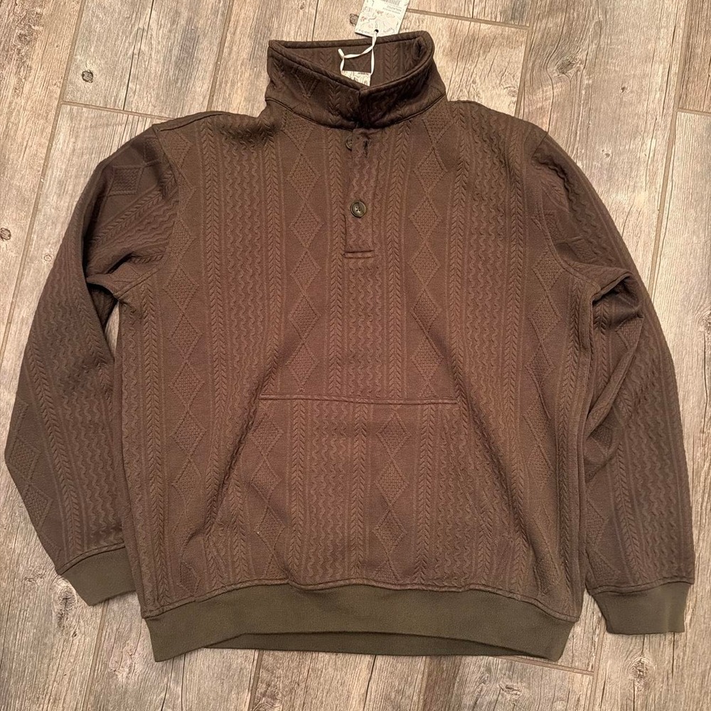 Maison Article Womens L Olive Green Cable Knit Textured Pullover Sweatshirt NWT